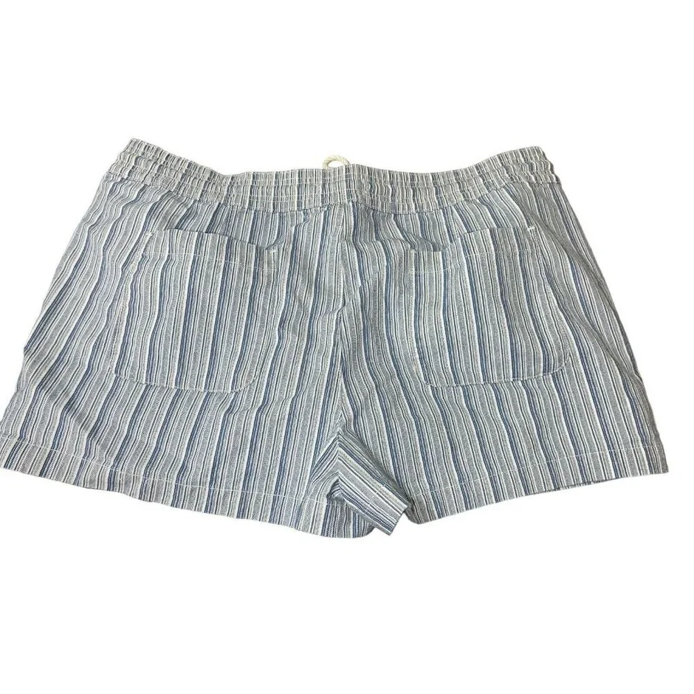 LOFT Women's XL Cotton Blend Pull On Shorts in Blue Stripe - Picture 4 of 12